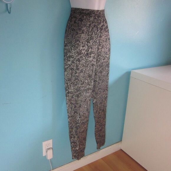 Judy Knapp Vintage Pants Sz S Silver Brocade Pull On Dressy High Rise Trousers - Picture 11 of 13